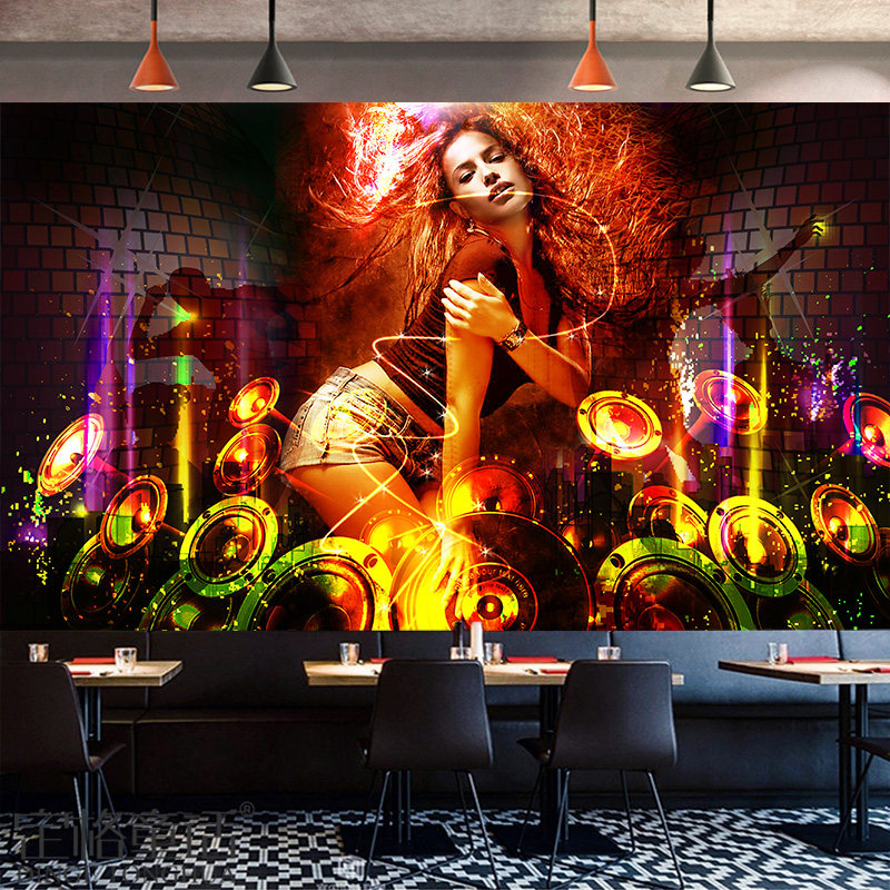 现代美女酒吧KTV大型背景墙定制壁画酒店网咖包房墙纸壁布迪斯科.,家装主材,定制壁画,淘宝优惠券,粉丝福利购,淘宝优惠卷