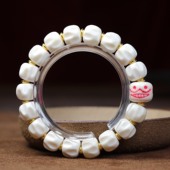 高密度纯白天然鹿角手串雕刻阿呆百香籽手链男女文玩佛珠饰品盘玩