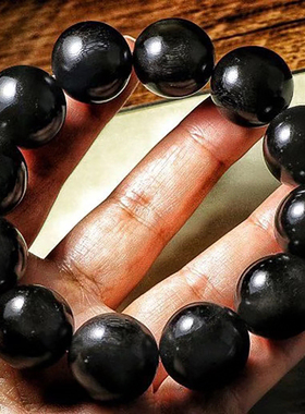 纯黑色天然黑驴蹄子手串男女文玩佛珠手链念珠满竹丝纹鱼籽纹路