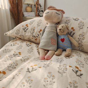 小黄菊A类田园法式 小碎花纯棉双层纱床单单件母婴级纱布被套定制