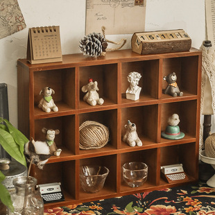 墙面壁挂收纳格子镂空实木头九十二宫格摆件展览桌面收纳柜盲盒架