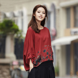 2024夏装新款女民族风亚麻印花衬衫棉麻衬衣大码文艺范上衣防晒衣