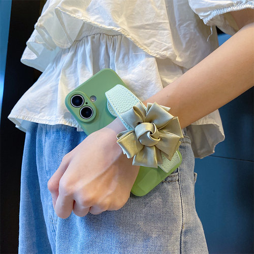 夏日果绿丝绸花朵手腕带适用华为pura80Pro手机壳70原创60个性mate80Pro防摔50硅胶40软壳nova15ultra女14/13