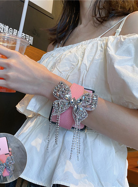 闪钻流苏蝴蝶腕带适用华为pocket2手机壳purax阔折叠屏P50防摔荣耀magicVflip2奢华oppofindn3flip新款vivoX