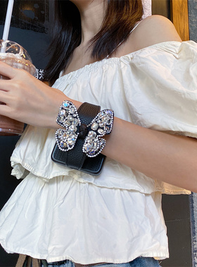 水钻蝴蝶结适用华为pocket2手机壳purax新款折叠屏OPPOfindn3flip手腕带N2防摔套三星zflip7FE个性6/5轻奢W26