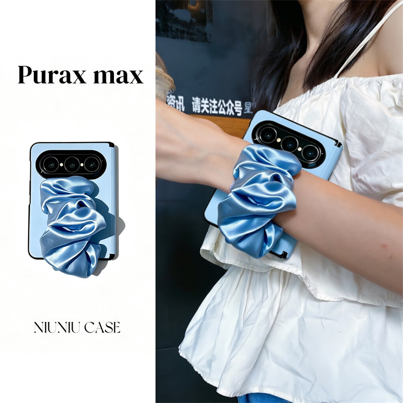 弹力丝绸腕带适用华为puraxmax典藏版手机壳折叠屏防摔套手腕套夏日新品小众puraxmax新款阔屏女款硬壳皮革壳