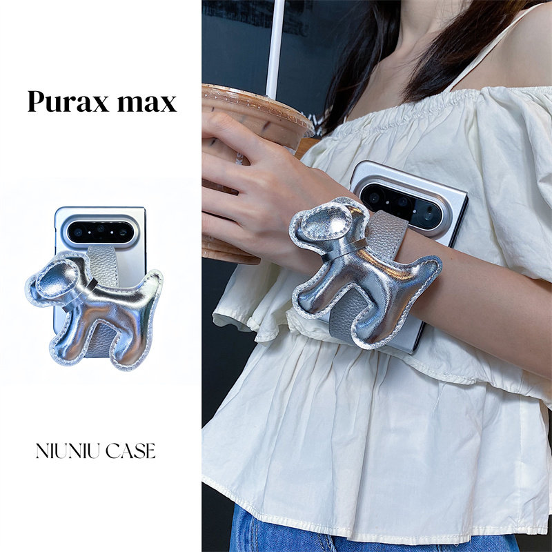 卡通小狗手腕带适用华为puraxmax手机壳小米mixflip折叠屏三星zflip7个性6/5新款OPPOfindn3flip防摔套vivox