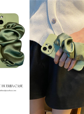 夏日绿色清新适用华为nova15手机壳13简约14pro防摔松紧11丝绸弹力12ultra褶皱腕带6女荣耀magic7/8软壳WINRT