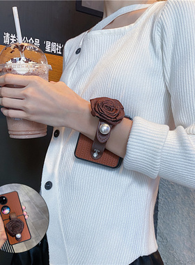 适用华为p50pocket手机壳折叠屏oppofindn3/n2flip三星zflip5/4/6防新款摔荣耀magicvflip2玫瑰花腕带vivox女