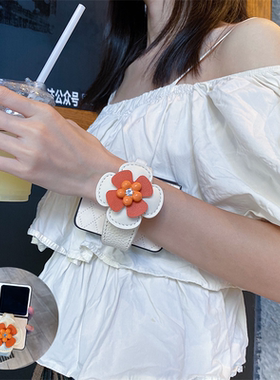 夏日花朵手腕带适用华为purax手机壳pocket2小折叠屏荣耀magicVflip2小米mixflip2硬套OPPOfindn3/2flip女款S