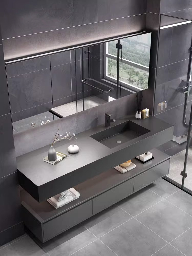 定制岩板一体盆浴室柜智能卫生间洗手台脸盆柜组合酒店卫浴洗漱台,家装主材,浴室柜组合,淘宝优惠券,粉丝福利购,淘宝优惠卷