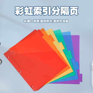 美国尺寸彩色索引分类页3孔6页PP防水办公文件夹内页线圈活页夹