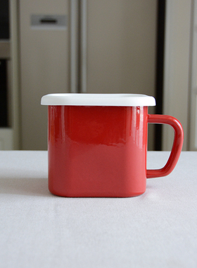 PAGOO珐琅搪瓷猪油罐耐高温带盖搪瓷杯泡面杯味噌保鲜盒密封罐