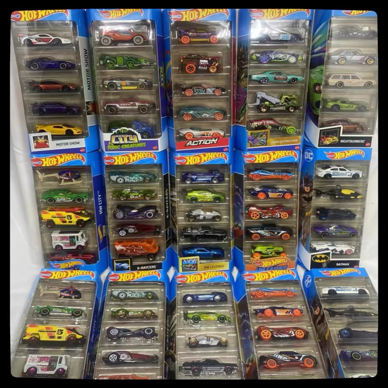 风火轮小跑车5辆装小车赛车轨道合金车/玩具仿真车/