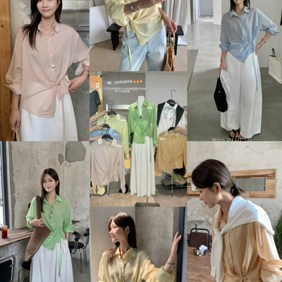 MISS密思家-襟设计小亮点亲肤舒适100天丝休闲百搭衬衫YS1-22802