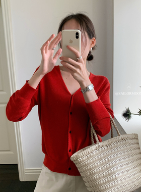 想象SAILORMOON -26年早春韩系V领单排扣时尚百搭休闲显瘦针88103