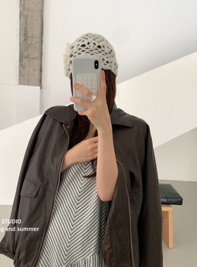 ULOUR/U粒-泡菜国同款假口袋设计皮外套5个颜色都好好搭皮衣53002