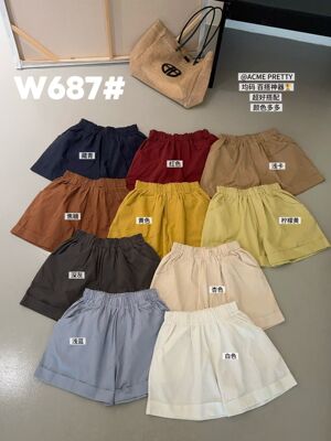 ACME PRETTY夏季韩版百搭阔腿裤时尚休闲松紧腰洋气显瘦短裤W687