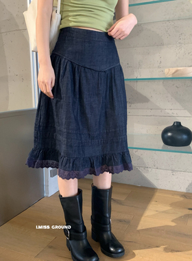 IMISS-26年早春韩标气质蕾丝拼接A字半身裙R80898