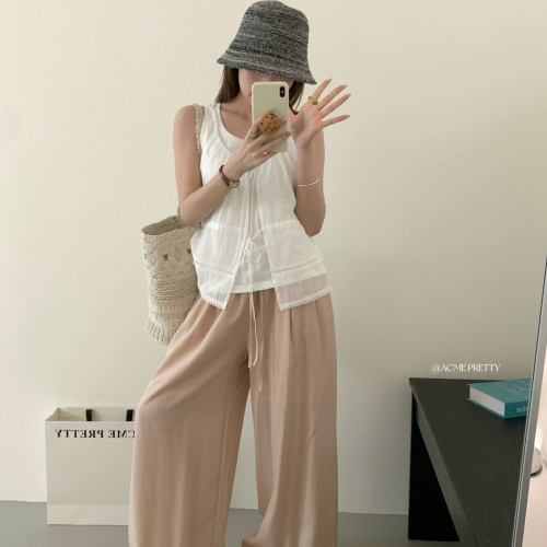 ACME PRETTY夏季韩版时尚百搭出片两件套小衫无袖背心上衣W699