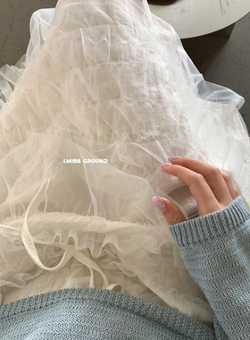 IMISS-春上新韩标重工蕾丝蛋糕网纱半身裙R20511