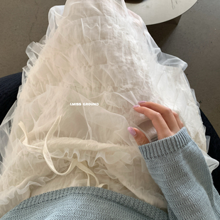 IMISS-春上新韩标重工蕾丝蛋糕网纱半身裙R20511