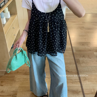 Si63 不含内搭只卖背心 SUSAN 啦韩系温柔麻料氛围感碎花吊带背心