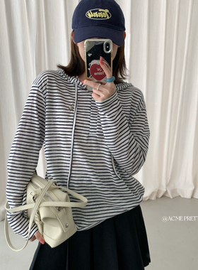 ACME PRETTY-档口人手一件条纹刺绣小马长袖T恤W271