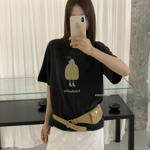 MZI STUDIO-印花超百搭休闲宽松短袖T恤(单卖T恤,无配件)13103##