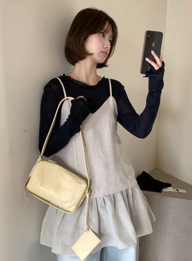 IMISS-春韩标天丝麻叠穿吊带连衣裙(麻料有麻结麻点为正常)R20377