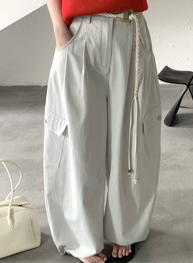 ULOUR/U粒-26年早春韩系休闲弯刀裤休闲裤(配腰绳)20128