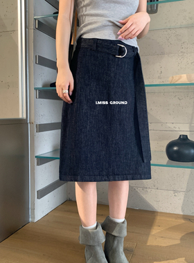 IMISS-26年早春韩标复古百搭质感A字牛仔裙(配腰带)R80925