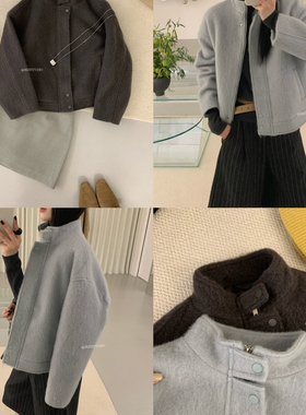 MZI STUDIO-冬季羊毛呢高级质感立领拉链超保暖外套羽绒服17237#