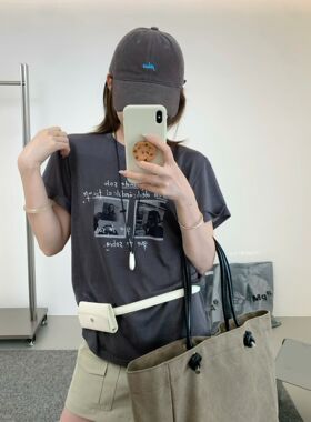 ACME PRETTY美式字母印花韩系夏季露背设计复古短袖T恤上衣女w851