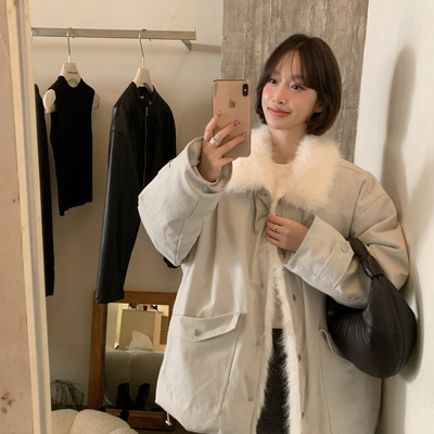 IMISS-标双重保暖高品质大毛领拼接加厚羽绒服(含50白鸭绒)H20326