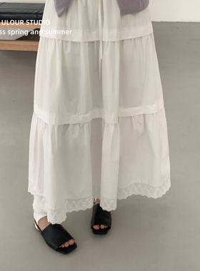 ULOUR/U粒-26年早春韩系氛围感蕾丝拼接蛋糕裙半身裙95171