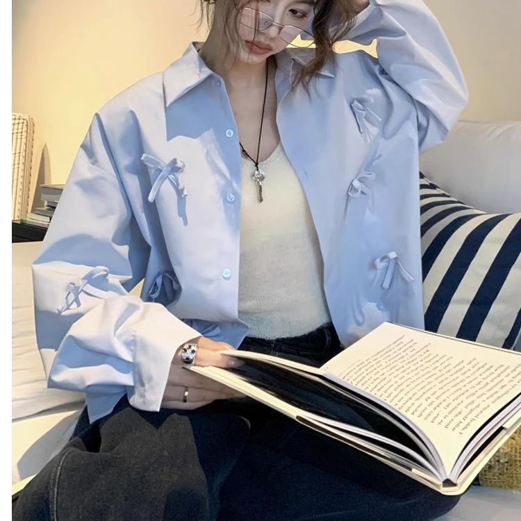 官图 纯棉原版面料做法 减龄拼色POLO领开衫防晒衣长袖衬衫外套女