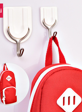 得力挂钩19351家用强力粘胶贴墙壁壁挂承重吸盘厨房挂勾无痕粘贴门后免打孔粘钩挂毛巾挂书包挂文件袋19350