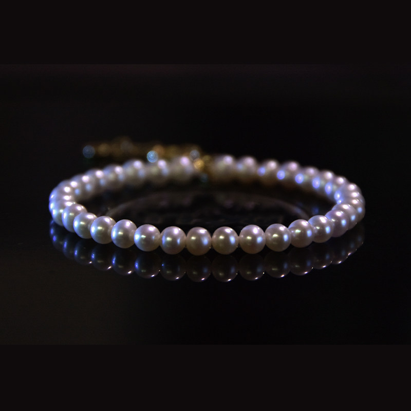 克拉人鱼珍珠手链5-6mm小珠手串女小强光迷你淡水珠福牌珠宝手饰