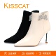 KISSCAT接吻猫2025高跟细跟尖头水钻侧拉链时装 靴短靴裸靴女靴子