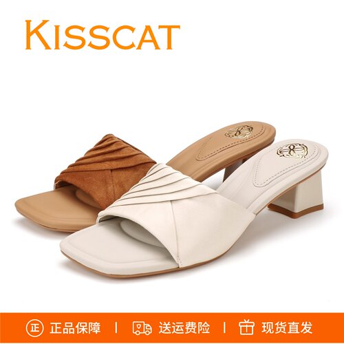 接吻猫粗高跟外穿凉拖K76304A-16