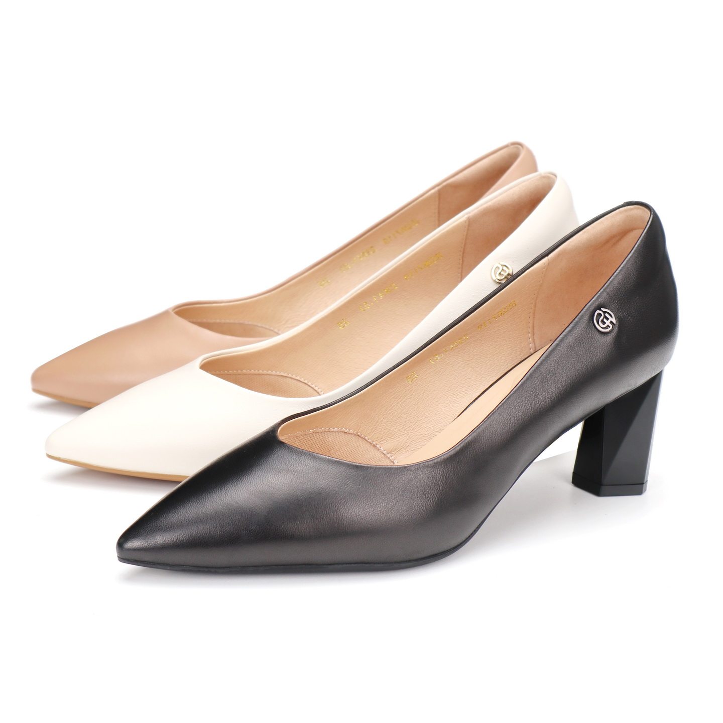 HARSON哈森2026新款尖头粗跟高跟金属扣羊皮浅口单鞋女鞋HS267119,女鞋,浅口单鞋,淘宝优惠券,粉丝福利购,淘宝优惠卷