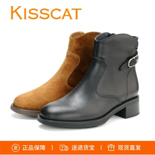KISSCAT接吻猫25游牧诗人短靴气质西部靴美拉德通勤时装 靴女靴子