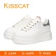 女鞋 系带增高厚底牛皮休闲板鞋 百搭小白鞋 KISSCAT接吻猫2025新款