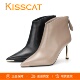 尖头细高跟时装 KISSCAT接吻猫2025冬季 法式 靴真皮气质瘦瘦靴短靴