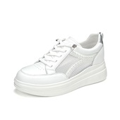 HARSON哈森2026圆头厚底增高透气小网面一脚蹬小白鞋 女HCM260307