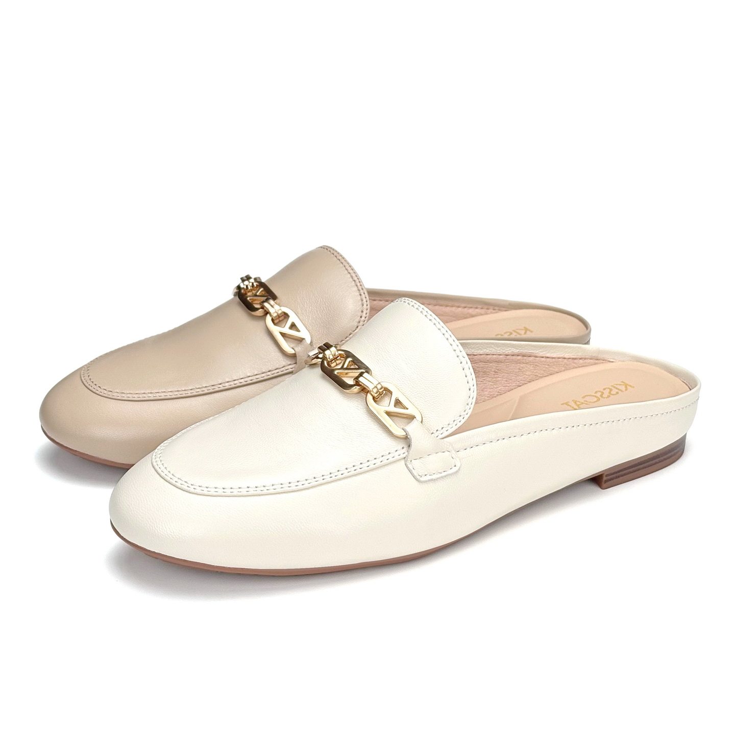 KISSCAT接吻猫2026圆头低跟金属链包头拖外穿不累脚平底女凉拖鞋,女鞋,包头拖,淘宝优惠券,粉丝福利购,淘宝优惠卷