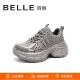 特价 D2K1D 休闲女鞋 BELLE百丽2026蓝鲸厚底老爹鞋 系带增高运动鞋