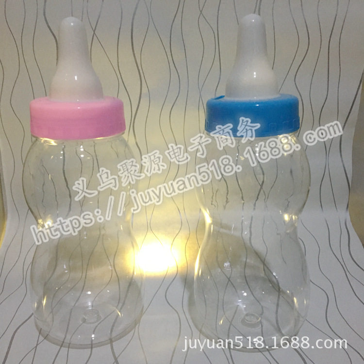直销玩具卡通塑料中号大奶瓶存钱罐 儿童礼物 透明干果储物罐