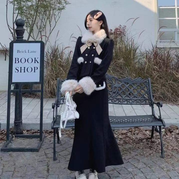 小香风富家千金夹棉加厚毛呢外套